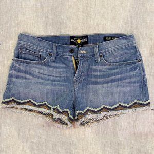 Lucky Brand Riley Southwestern Embroidered Medium/Light Wash Jean Shorts Size 28